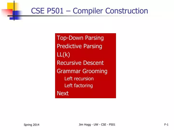 cse p501 compiler construction