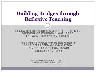 Building Bridges through Reflexive Teaching