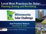 Local Best Practices for Solar: Planning, Zoning, and Permitting - slide 1