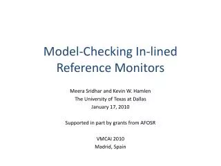 Model-Checking In-lined Reference Monitors