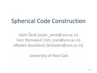 Spherical Code Construction