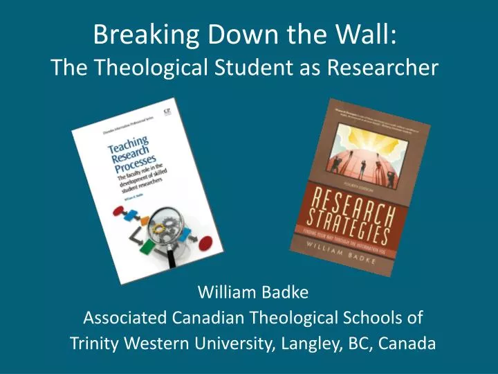 breaking down the wall the theological student as researcher