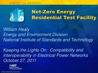 Net-Zero Energy Residential Test Facility