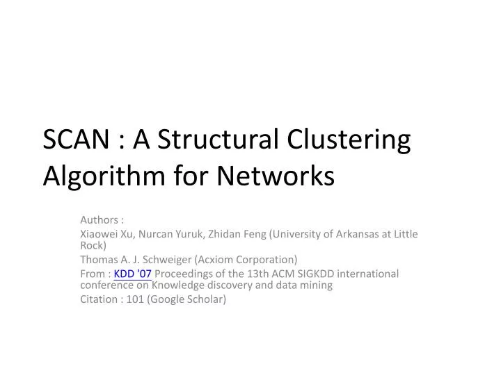 scan a structural clustering algorithm for networks