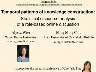 Temporal patterns of knowledge construction: Statistical discourse analysis of a role-based online discussion