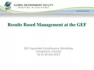 Results Based Management at the GEF