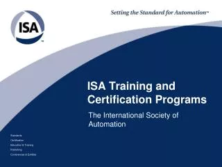 ISA Training and Certification Programs