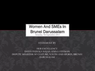 Women And SMEs In Brunei Darussalam