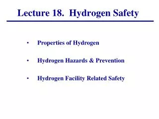 Lecture 18. Hydrogen Safety