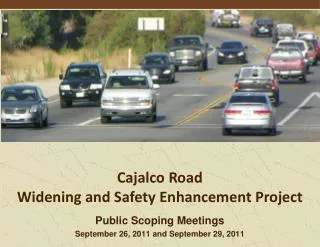 Public Scoping Meetings September 26, 2011 and September 29, 2011