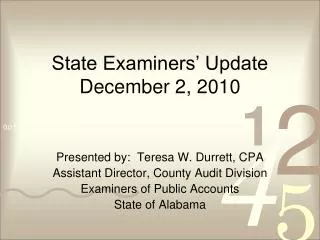 State Examiners’ Update December 2, 2010