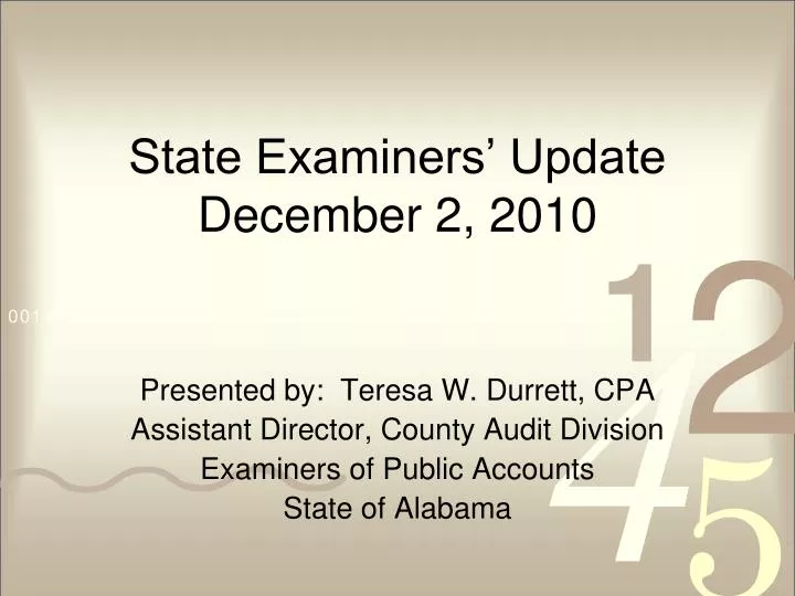 state examiners update december 2 2010