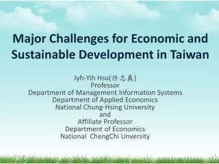 Major Challenges for Economic and Sustainable Development in Taiwan