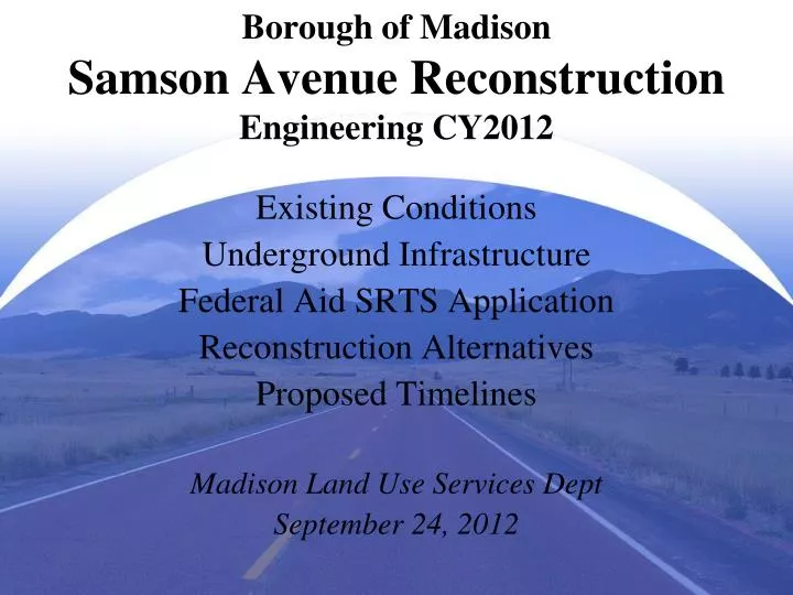 borough of madison samson avenue reconstruction engineering cy2012
