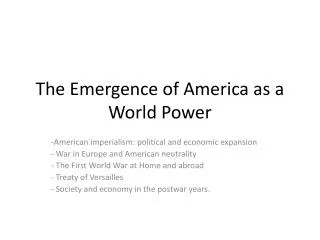 The Emergence of America as a World Power