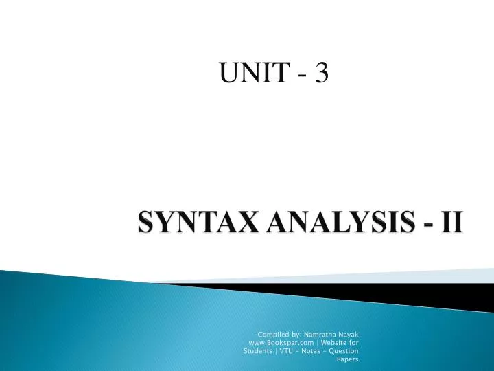 syntax analysis ii