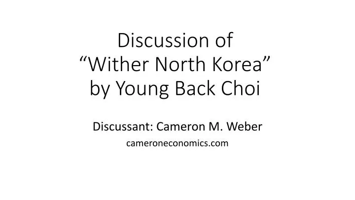 discussion of wither north korea by young back choi