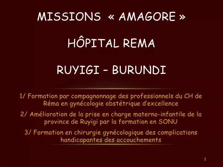 missions amagore h pital rema ruyigi burundi