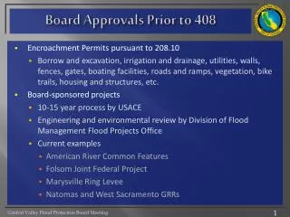 Board Approvals Prior to 408