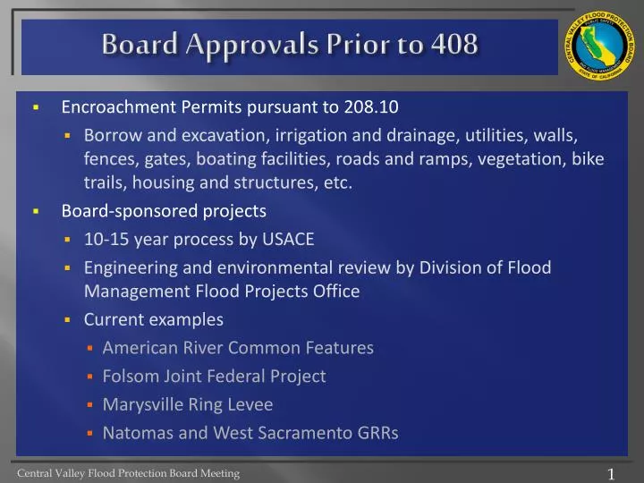 board approvals prior to 408