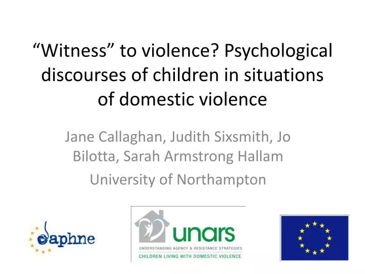 witness to violence psychological discourses of children in situations of domestic violence