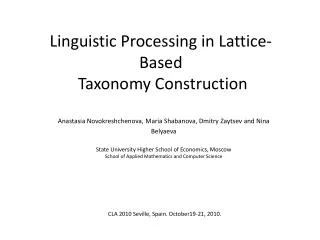 Linguistic Processing in Lattice-Based  Taxonomy Construction