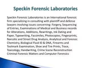 Speckin Forensic Laboratories