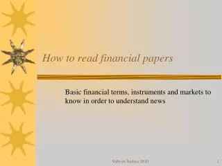 How to read fin an cial papers