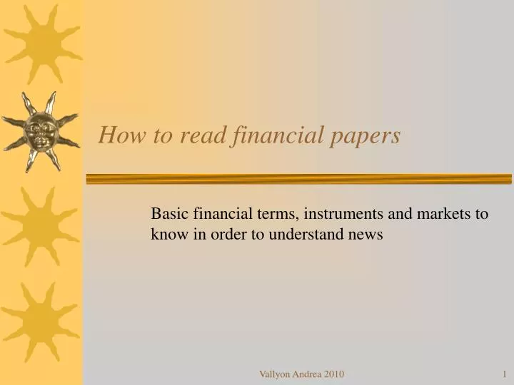 how to read fin an cial papers