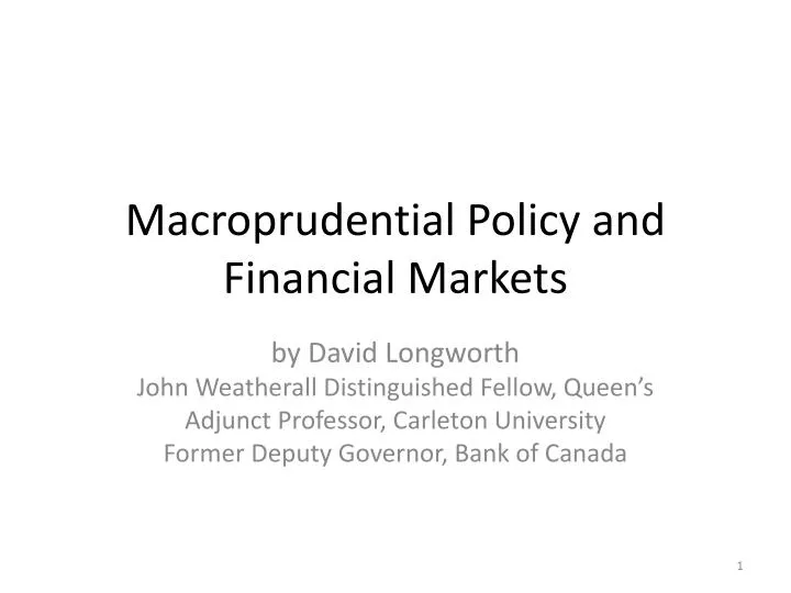 macroprudential policy and financial markets
