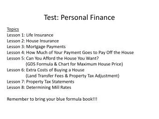 Test: Personal Finance