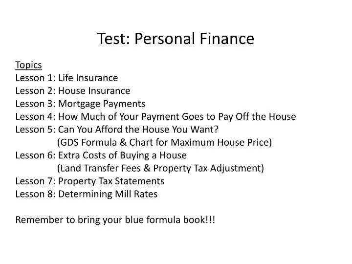 test personal finance