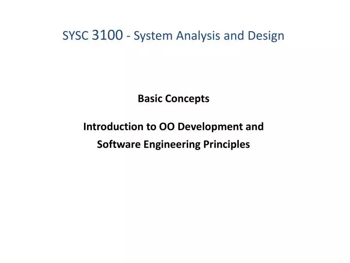 basic concepts introduction to oo development and software engineering principles