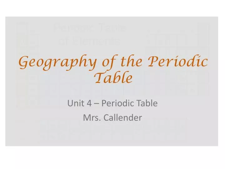 geography of the periodic table