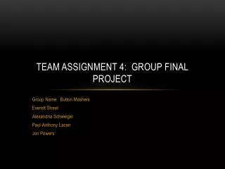 Team Assignment 4: Group Final Project