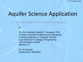 Aquifer Science Application