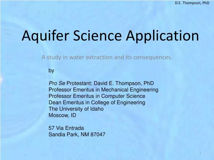 aquifer science application