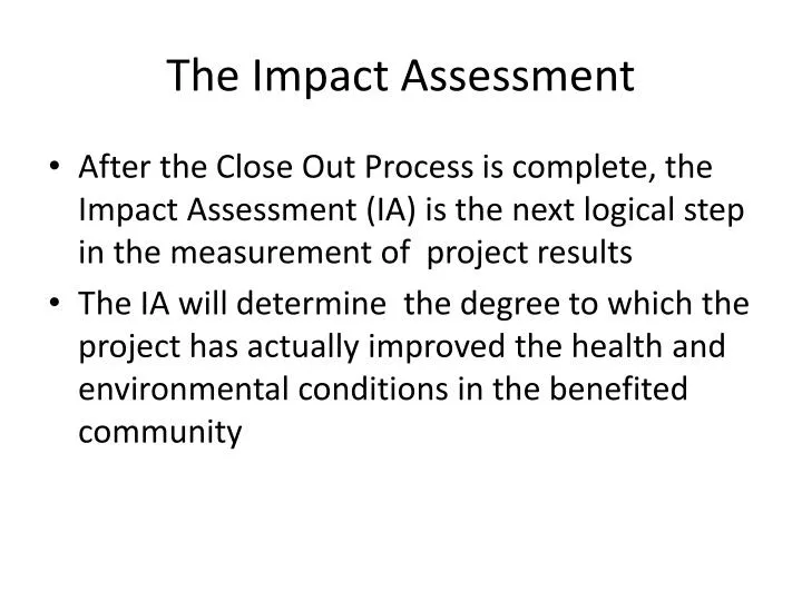 the impact assessment