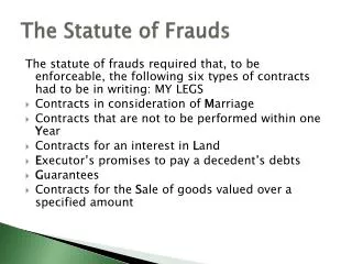 The Statute of Frauds