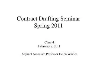 Contract Drafting Seminar Spring 2011