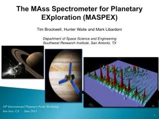 The MAss Spectrometer for Planetary EXploration (MASPEX)