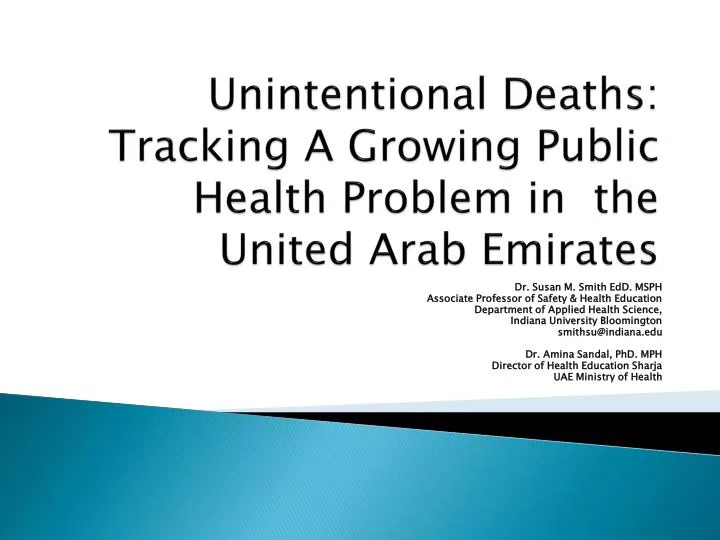 unintentional deaths tracking a growing public health problem in the united arab emirates