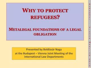 Why to protect refugees? Metalegal foundations of a legal obligation
