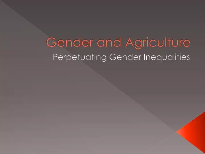 gender and agriculture