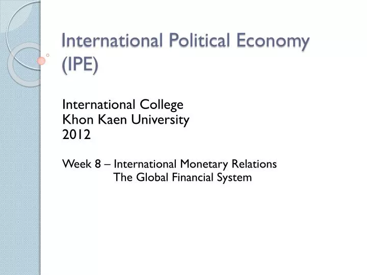 international political economy ipe