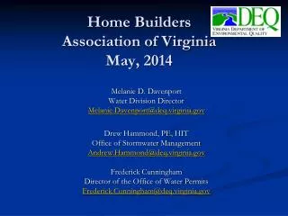 Home Builders Association of Virginia May, 2014