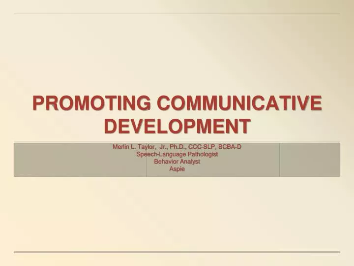 promoting communicative development
