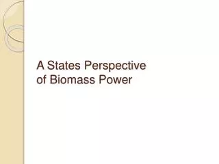 A States Perspective of Biomass Power