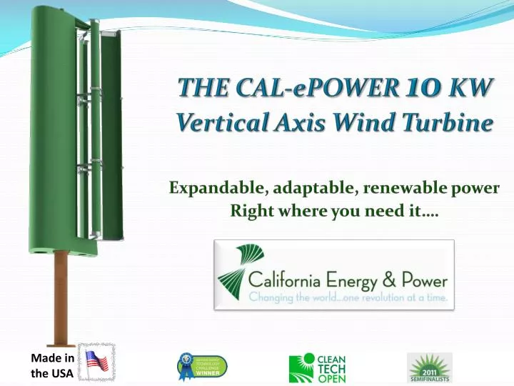 the cal epower 10 kw vertical axis wind turbine