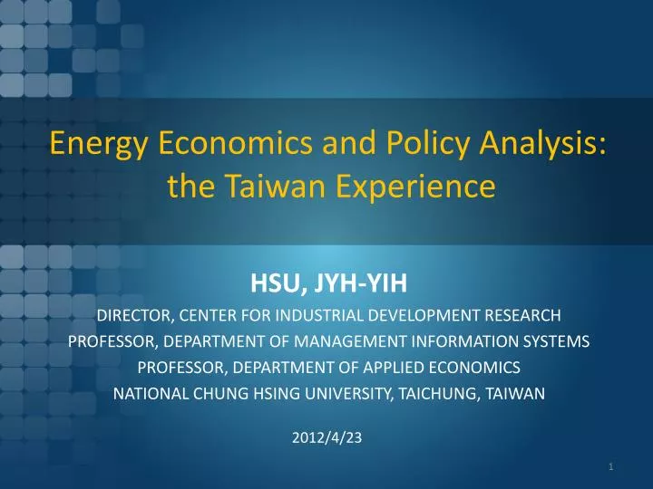 energy economics and policy a nalysis the taiwan experience